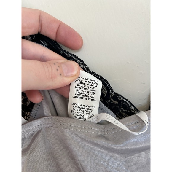 Vintage Y2K XOXO Slip Dress S Fairy Grunge Dainty Prom Formal Lace Silver Party - Picture 9 of 11